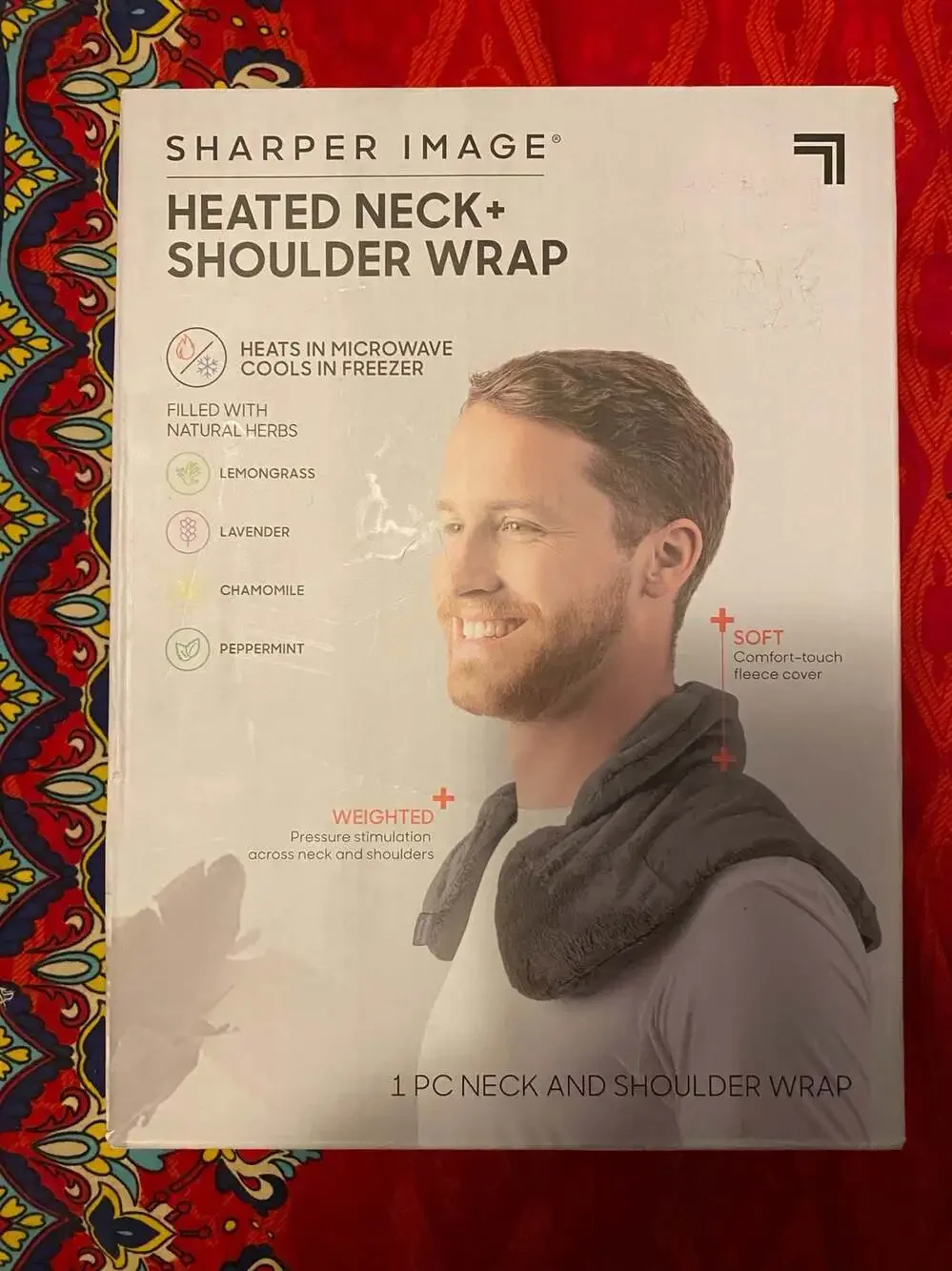 Sharper Image Heated Neck + Shoulder Wrap with Natural Herbs